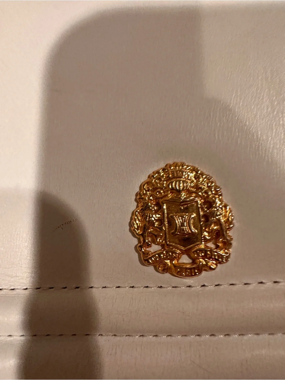 Celine White Leather Crossbody with Gold Chain and Medallion - Picture 4 of 7